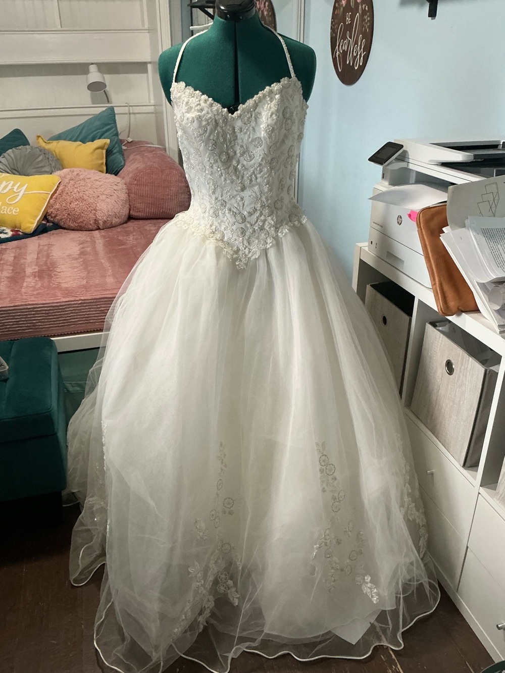 Alfred Angelo White Strapless Ball Gown Wedding Dress